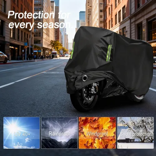Vista 2 de Funda para motocicleta para todas las estaciones, calidad universal de clima, impermeable, protección solar al aire libre, refugio para scooter, a