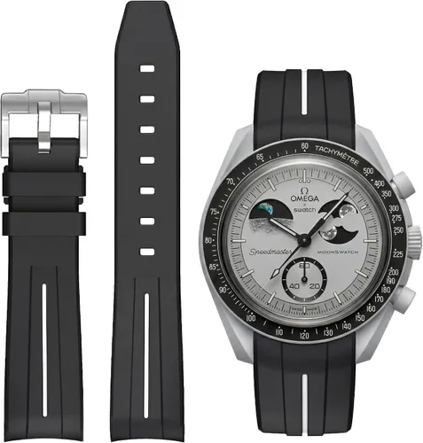 Vista 20 de Correas para reloj Moonswatch, correa de goma curvada sin huecos compatible con reloj Omega X Swatch Moonswatch Speedmaster/Rolex/SEIKO de 20mm