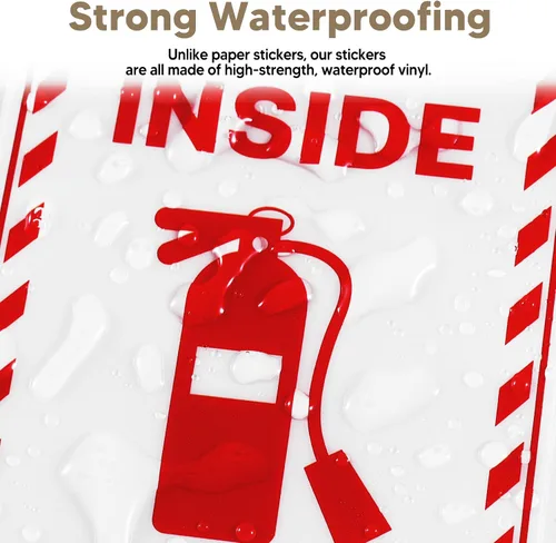 Vista 4 de 6PCS Fire Extinguisher Inside Sign Stickers,Self Adhesive Vinyl Waterproof and Scratch Resistant Safety Fire Extinguisher Label Waterproof, Suitable