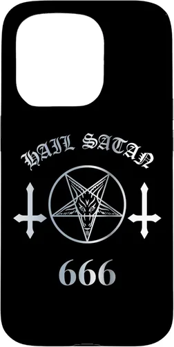 Vista 14 de iPhone 16 Upside Down Cross Satanic Pentagram Hail Satan 666 Case