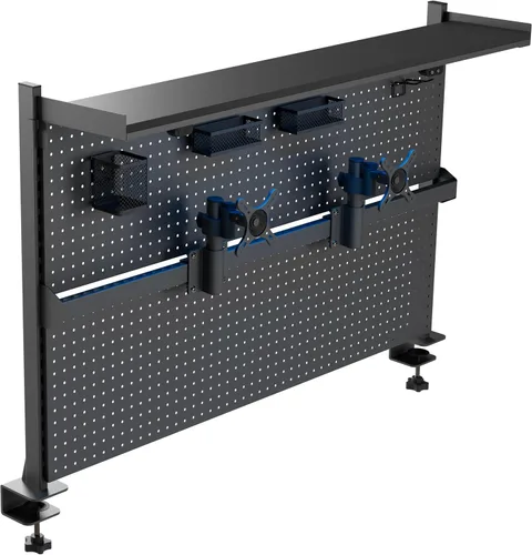 Vista 10 de EUREKA ERGONOMIC Tablero de clavijas con soporte para dos monitores, tablero de clavijas de acero para escritorio, accesorios para computadora