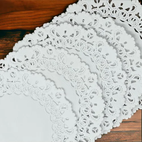 Vista 8 de Tapones de encaje de papel redondo de 4 pulgadas, paquete de 100