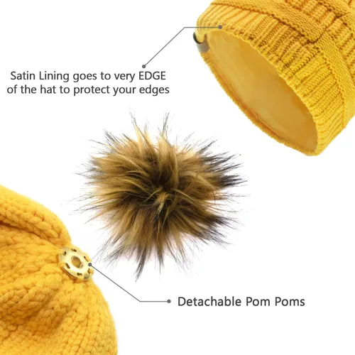 Vista 2 de Beautifully Warm Womens Winter Hat Slouchy Beanie Satin Lined Hat for Women