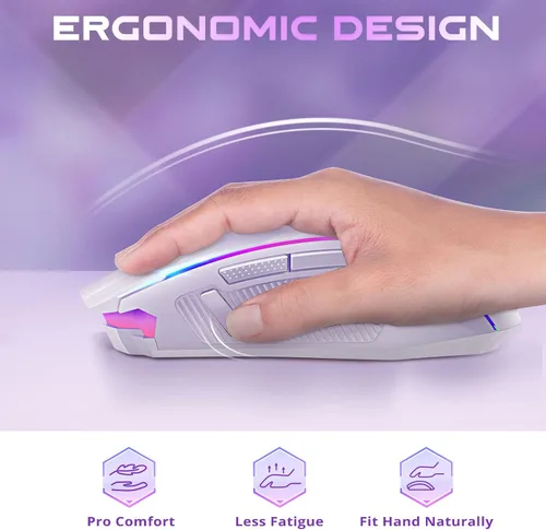 Vista 29 de Redragon Mouse para juegos, mouse inalámbrico para juegos con 8000 DPI, ratones para juegos de PC con botón de fuego, mouse ergonómico programable