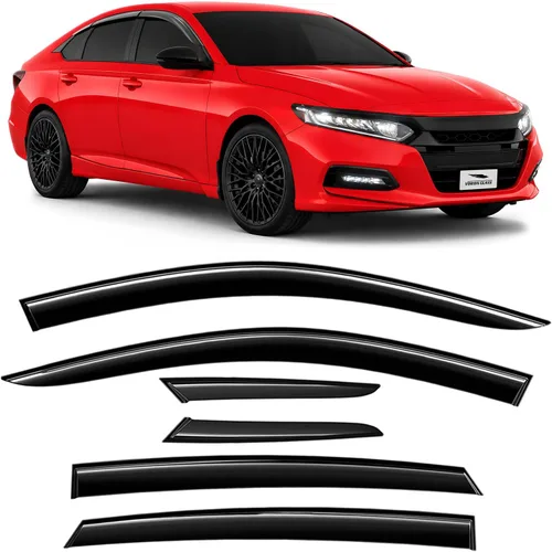 Vista 17 de Voron Glass Protectores de lluvia extra duraderos con cinta adhesiva para Chevrolet (Chevy) Silverado 2500HD/3500HD 2007-2014 cabina extendida Negro