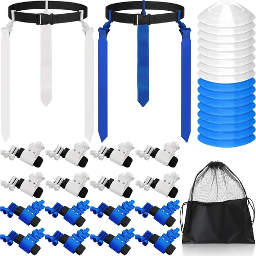 Vista 7 de Wettarn Cinturones de fútbol con bandera, ajustable, con bolsa de conos, para jóvenes, adultos, niños, equipo de entrenamiento de equipo deportivo