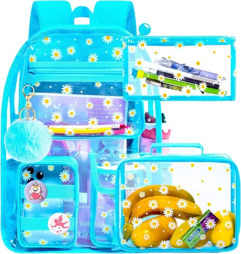 Vista 17 de Mochila transparente, resistente bolsa transparente para mujeres y hombres Heavy Duty
