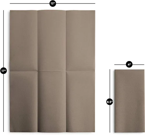 Vista 6 de 100 servilletas de papel de color beige con tacto de lino, suaves y absorbentes, para cocina, fiesta, boda, baño o cualquier ocasión (paquete de 100)