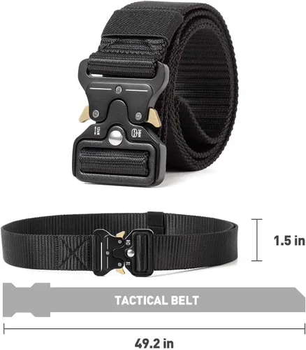 Vista 5 de Cinturón táctico, estilo militar, correa de malla de malla resistente de liberación rápida, cinturón de hebilla de metal para hombres y mujeres