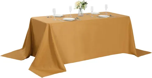 Vista 124 de Mantel rectangular de tela de poliéster lavable de 60 x 120 pulgadas, para decoración de bodas, fiestas, comedores, banquetes