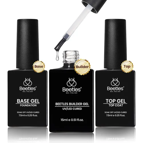 Vista 12 de Beetles - Gel constructor para uñas, 2 unidades de gel transparente 8 en 1 para ápice instantáneo, fortalecimiento y extensión, apto