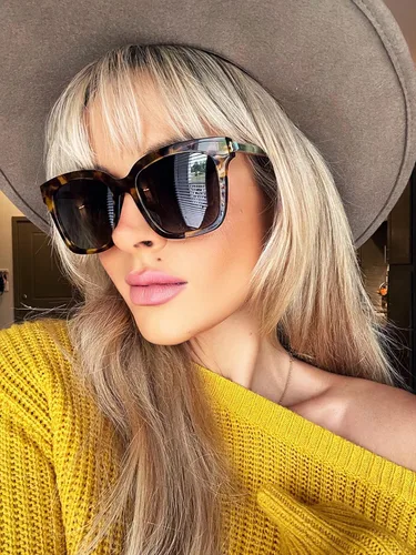 Vista 5 de DIFF Gafas de sol cuadradas de gran tamaño para mujer, colores de tortuga Bella
