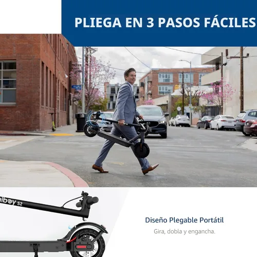 Vista 4 de Hiboy S2 Electric Scooter - 8.5" Solid Tires - Up to 17 Miles Long-Range & 19 MPH Portable Folding Commuting Scooter for Adults with Double Braking