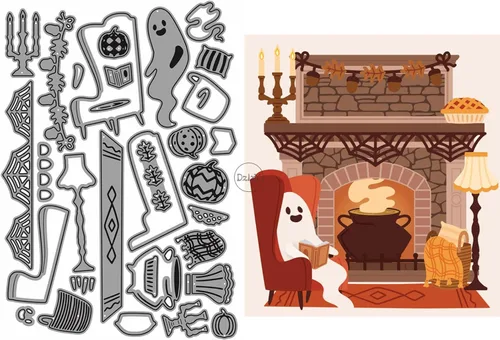 Vista 9 de DzIxY Troqueles de corte de metal de tela de araña de Halloween para hacer tarjetas, troqueles de papel de gofrado, plantillas de máquina de álbumes