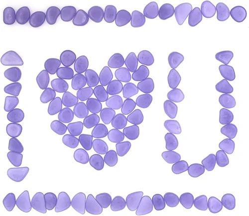 Vista 5 de QTTLLI 100 piedras brillantes que brillan en la oscuridad, piedras decorativas para jardín, camino, pasarela, patio, pecera, color violeta