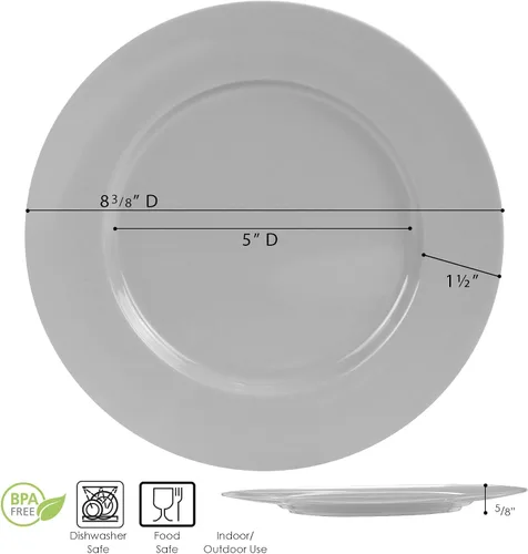 Vista 7 de Calypso Basics - Juego de 6 platos de ensalada de melamina de 8.5 pulgadas, sin BPA, no tóxicos, resistentes a roturas, aptos para lavavajillas
