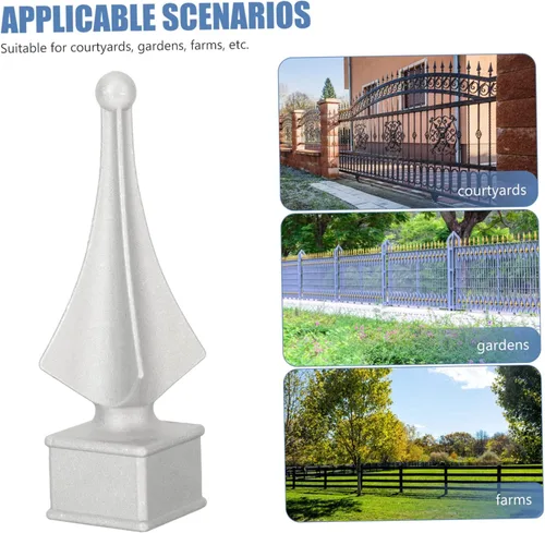 Vista 4 de Housoutil 4 piezas de hardware de valla al aire libre decoraciones finial aluminio poste tapas inoxidables remates de aluminio