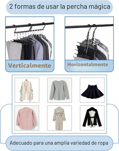 Vista 4 de Mr. Pen - Perchas de ahorro de espacio para ropa, 24 piezas, 5 ranuras, plástico Negro