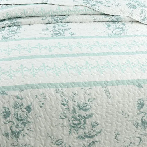 Vista 5 de MarCielo Juego de edredón de 3 piezas con estampado floral, juego de colcha ligera (tinta floral, King)