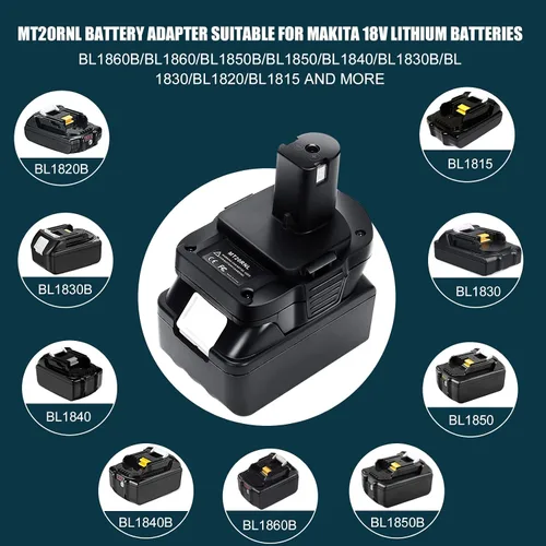 Vista 6 de OBOLTS MT20RNL Adaptador para batería Makita de 18 V a batería Roybi de 18 V, la mayoría de las baterías para MAKITA: BL1860B / BL1860 / BL1850B