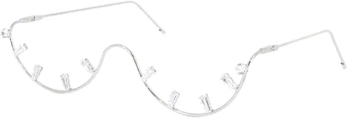 Vista 14 de Naimo Gafas de sol cristalinas brillantes de la mitad del marco de las gafas de sol del Rhinestone Marco de oro con diamantes de imitación