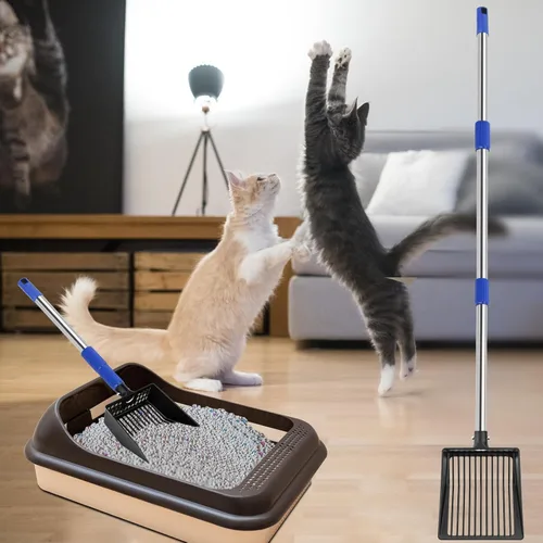 Vista 7 de JAMIEWIN Cuchara extensible de metal para gatos, mango largo de 21 a 39.5