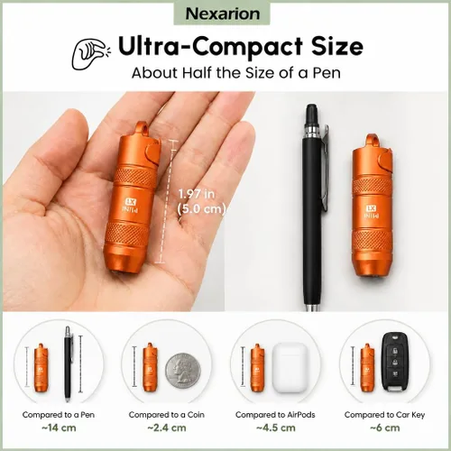 Vista 3 de Mini linterna de llavero X1, linterna magnética recargable USB-C con interruptor de extracción, linterna EDC de bolsillo ultra compacta con base