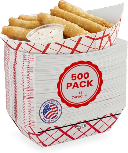 Vista 15 de MT Products Bandejas de papel desechables pequeñas de 1/2 lb – Paquete de 100 – Barcos de papel a cuadros resistentes a la grasa para aperitivos