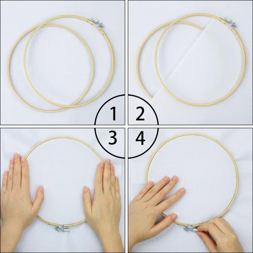 Vista 4 de Similane 5 aros de bordado de bambú para punto de cruz, anillo de 5 a 10 pulgadas para bordado y punto de cruz