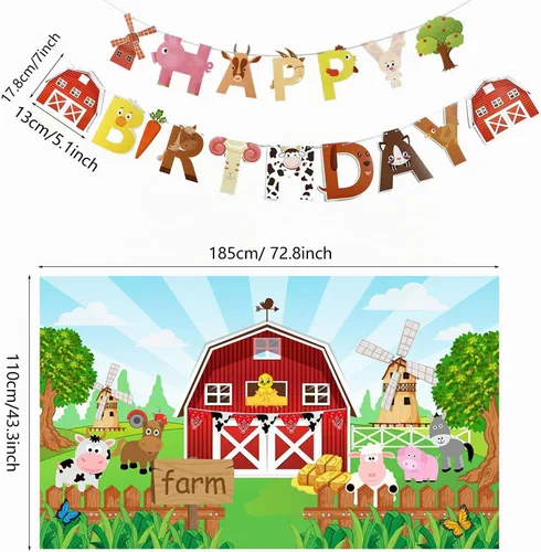 Vista 2 de Sumind Decoraciones de cumpleaños de granja, suministros de fiesta