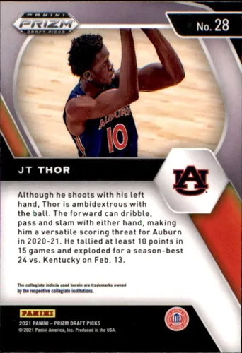 Vista 2 de 2021-22 Panini Prizm Draft Picks #28 JT Thor NM-MT Auburn Tigers Basketball