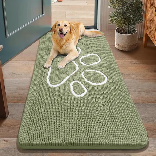 Vista 210 de Smiry Tapete para puerta de perro para patas fangosas, absorbente y Gris y negro