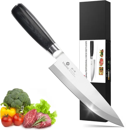 Vista 24 de imarku Juego de cuchillos de cocina de 5 piezas, juego de cuchillos Negro marrón