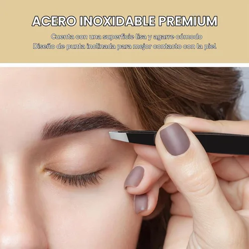 Vista 5 de Juego de 2 pinzas para cejas, puntas de precisión profesional mejoradas, color negro