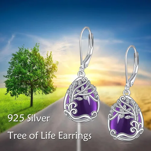 Vista 161 de Aretes colgantes con forma de lágrima de filigrana de piedra lunar de plata de ley 925 con cierre de palanca para mujer, regalos de joyería