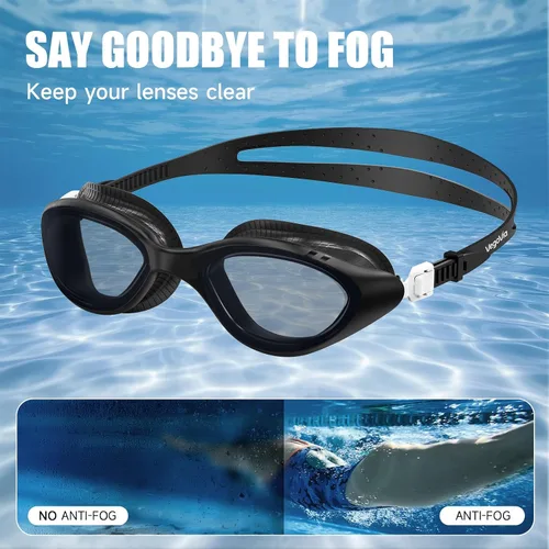 Vista 6 de VegoVia Gafas de natación para adultos para hombres y mujeres, gafas de natación para piscina, antiniebla/UV, gafas de natación con estuche