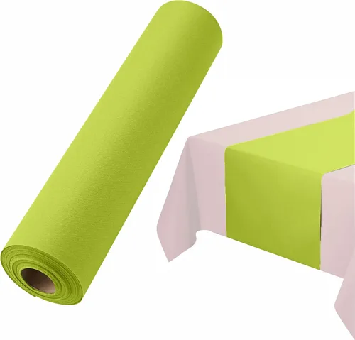 Vista 11 de Camino de mesa desechable para mesa de comedor, 16 pulgadas, paquete de 20 caminos de mesa de papel rosa similar al lino para fiestas, bodas