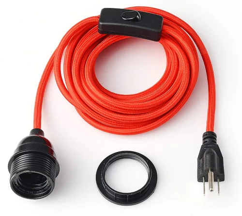 Vista 8 de BRIGHTTIA Lámpara colgante de swag negra enchufable – Pantalla de lámpara lista para colgar E26 enchufe roscado con juego de cable de 15 pies e