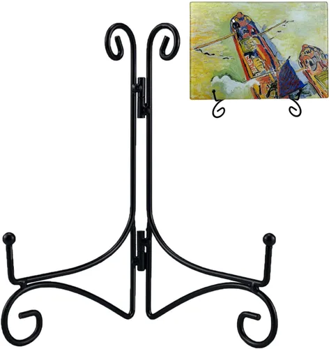 Vista 9 de Soporte para platos, soporte de placa de 6 pulgadas para exhibición, caballete de hierro negro de mesa para fotos, marco de fotos, obras de arte