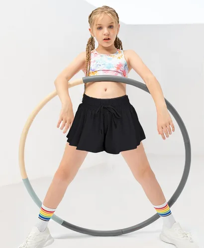Vista 4 de Pantalones cortos fluidos de mariposa para niños con bolsillo 2 en 1, pantalones cortos deportivos para correr, entrenamiento activo