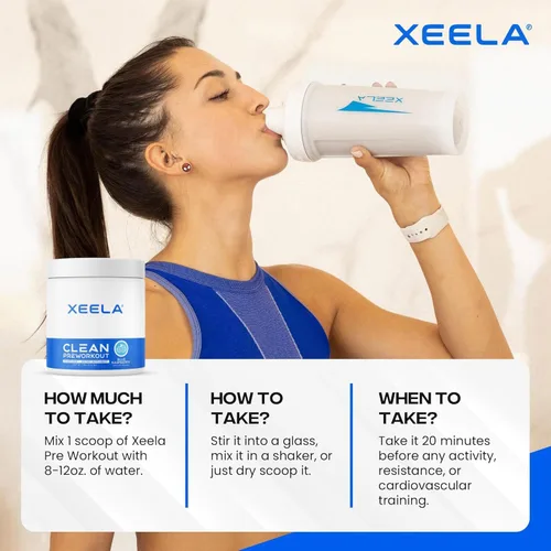 Vista 6 de XEELA Polvo para antes del entrenamiento, limpio y probado, sin nerviosismo, seguro y natural, aumenta la energía termogénica, la concentración