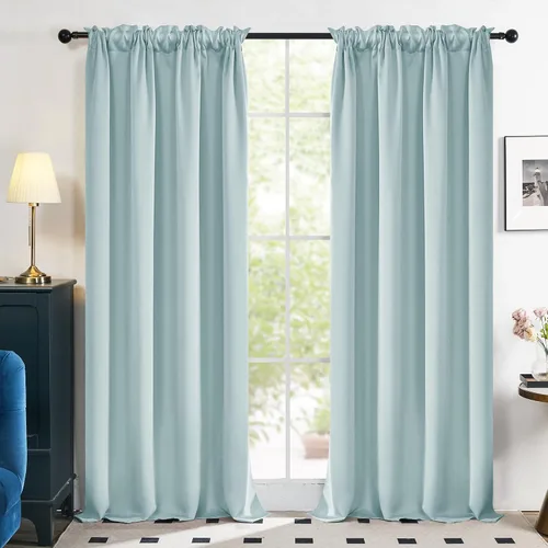 Vista 235 de Deconovo Cortinas opacas, aislamiento térmico, dobladillo para barra, reducción de ruido, certificado Oeko-TEX, cortinas de oscurecimiento