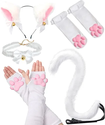 Vista 18 de Juego de calcetines altos en 3D con pata de gato y accesorios para Juego de 4 piezas color negro