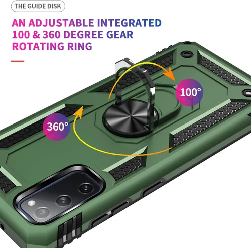 Vista 6 de Yiakeng Funda para Samsung Galaxy S20 FE, funda Galaxy S20 FE 5G con protector de pantalla HD, fundas protectoras de grado militar con anillo