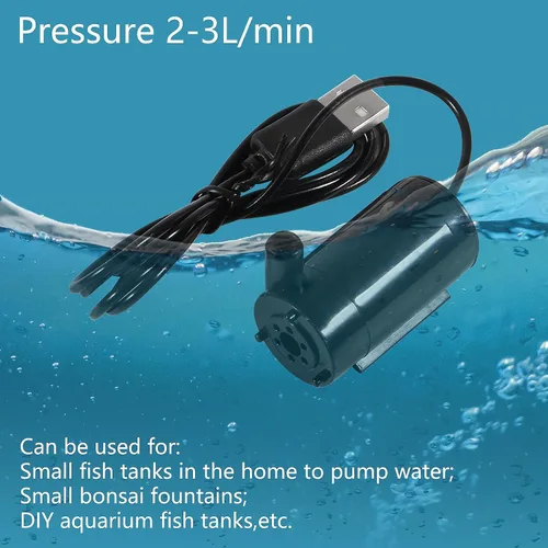 Vista 5 de 4pcs Micro Bomba sumergible DC 3-5V USB Mini bomba de agua para acuarios, pecera, estanque, fuente hidropónica jardín (negro)