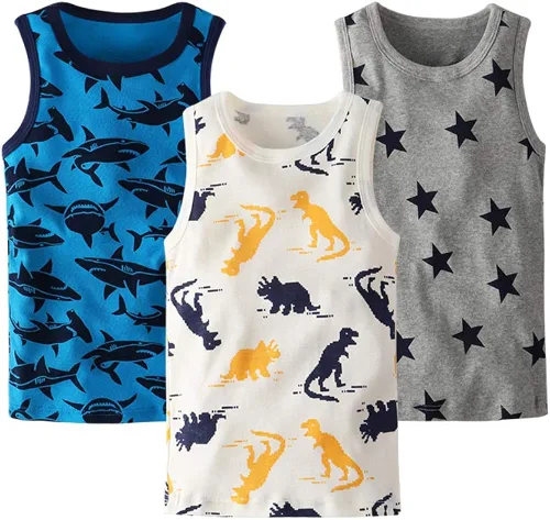 Vista 2 de LeeXiang Conjunto de 3 camisetas sin mangas para niños pequeños