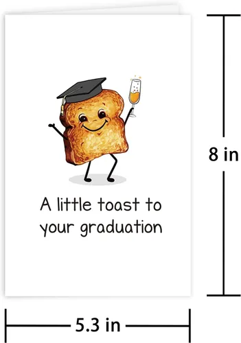 Vista 2 de Leinessy Linda tarjeta de graduación de brindis, tarjeta de felicitación con sobre, tarjeta de juego de palabras "A Little Toast to Your Graduation