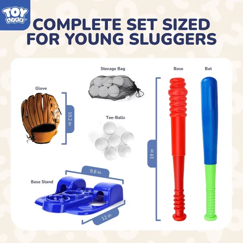 Vista 2 de TOY Life Juego de Tball para Niños de 3-5 y 5-8 Tball para Niños de 5-8 Bat de Tee para Niños Pequeños Set de Bate de Béisbol para Niños de 3-5