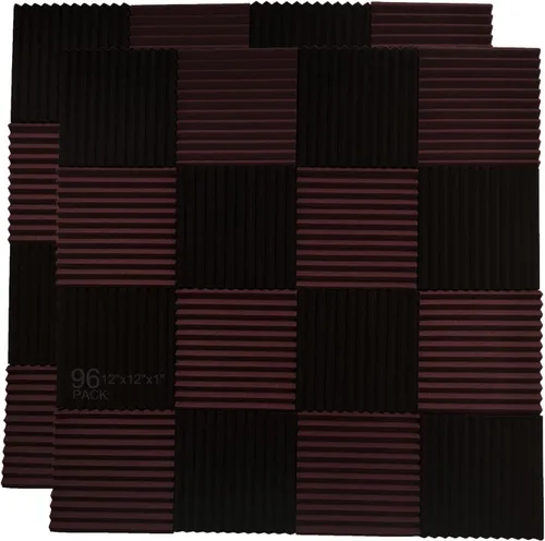 Vista 8 de Allxinlog - Juego de 96 azulejos de pared de espuma acústica para estudio de 12 x 12 x 1 pulgada (acompañados de cinta adhesiva de doble cara)
