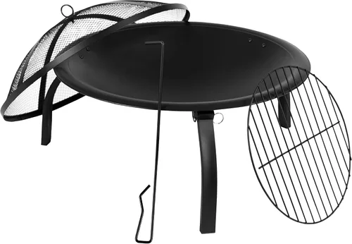 Vista 12 de Flash Furniture Chelton - Chimenea redonda de leña de 22 pulgadas con pantalla de chispas de malla y póker, color negro